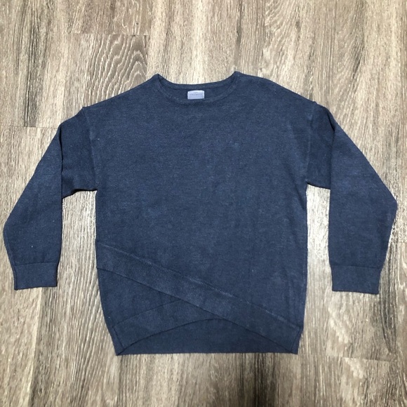 Zara Kids Girls Navy Blue Knit Sweater with Asymmetrical Hem - Size 7 - Picture 1 of 4